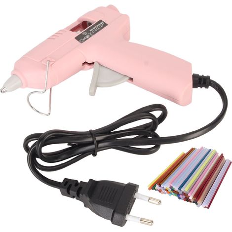 Pistolet à colle mini chauffe rapide 20W 110-240V prise EU, kit de colle thermofusible avec 100 bâtonnets pour réparations maison DIY (1/5)