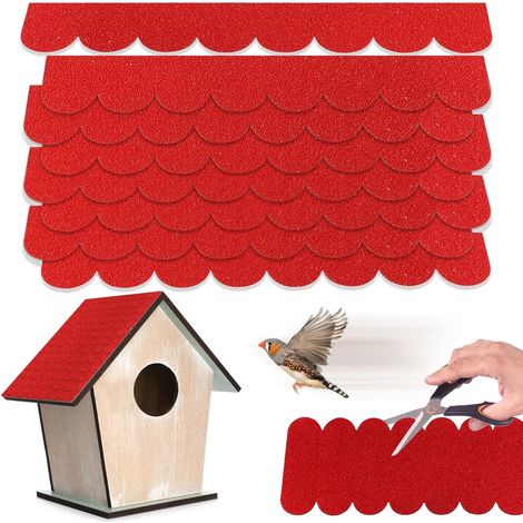Un Toit Miniature Bardeau, Auto-adhésifs Feutre de Toiture, Auto adhésif bardeau toiture imperméable, pour Les Maisons à Oiseaux, Nidificateurs, Hutches à Lapins et Hôtels à Insectes(Rouge) (1/5)