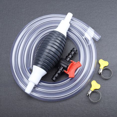 Pompe manuelle siphon transfert carburant – PVC haute qualité – Tuyau 2m – Compatible tondeuses, débroussailleuses, véhicules (1/4)