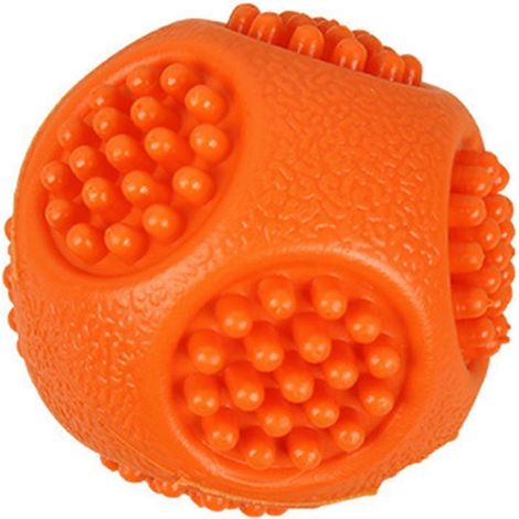 Rubber Pet jouet à macher – Convex Surface Sound Relief – pour nettoyage des dents et jeu interactif – Orange (1/5)