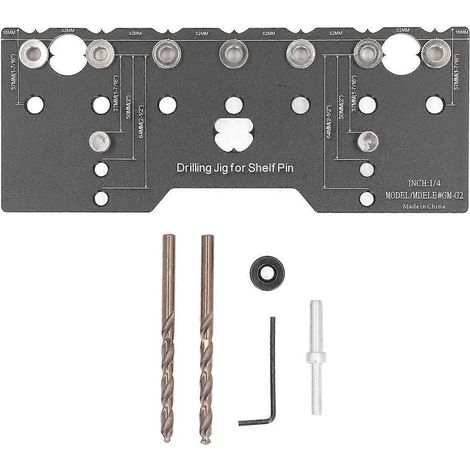 Bohrschablone für Regalbolzen (5 mm Loch), multifunktionale Bohrhilfe aus Aluminiumlegierung für Schrankregalbolzen mit Cl
