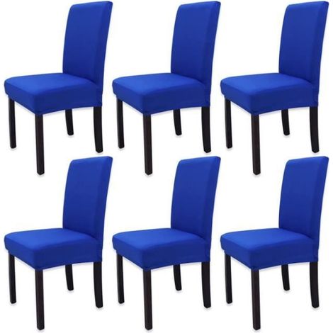 6 Pièces Housse de Chaise Moderne élastique, Amovible Lavable Extensible Housses de Chaise de Salle à Manger( (Bleu Royal)) (1/4)