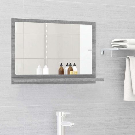 Miroir simple de salle de bain Style baroque - Sonoma gris 60x10,5x37 cm Bois d'ingénierie BV109742 - BonneVie (1/5)