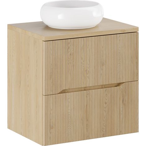 Meuble suspendu sous vasque 60 cm NORDIC chêne cremona avec plan et vasque WIKI (1/5)