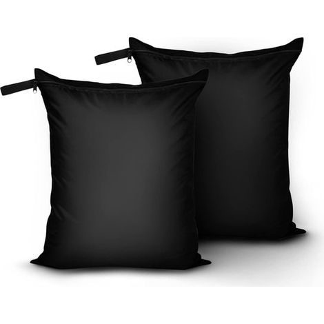Sacs à linge - 51 x 41 cm - Noir - Polyester - Protègent les vêtements - Lot de 2 - Sacs de voyage - Lavables en machine - Réutilisables - Rangement (1/5)