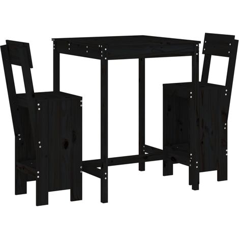 Maison Exclusive - Set Bar da Giardino 3 pz Nero in Legno Massello di Pino