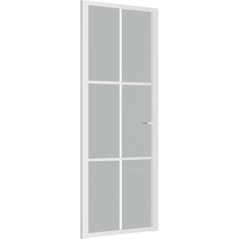 Porte intérieure 76x201,5 cm Blanc Verre mat et aluminium