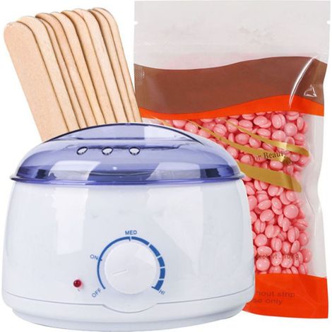 Décireur Électrique Chauffant Sans Douleur, Chauffe-cire avec Spatules, Fèves de Cire Incluses, Prise UE 220V, Usage Facile (1/5)