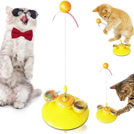 Interaktives Katzenspielzeug, rotierendes interaktives Spielzeug, leistungsstarkes Katzenminzenspielzeug mit Saugnapf, Zauberstabspielzeug für Katzen (1/4)