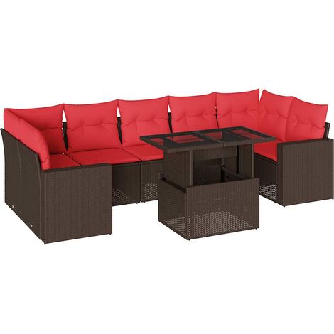 Maison Exclusive - Set Divani da Giardino 8 pz con Cuscini Marrone in Polyrattan (1/5)