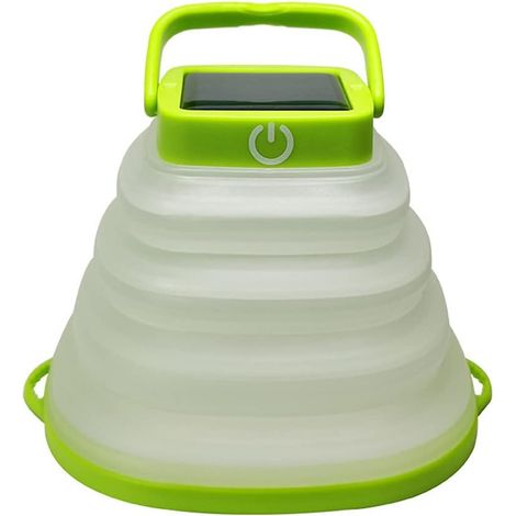 Camping Solar Lantern Foldable LED 3 Dimming Modes 2 in 1 USB Rechargeable Camping Lamp for Camp Home Hiking Fishing Emergencies (Green) (1/5)