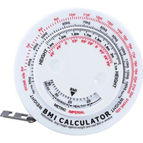Mètre ruban rond pour IMC, rétractable et automatique, avec calculateur de tour de taille portable et outil de mesure de santé (blanc). (1/5)
