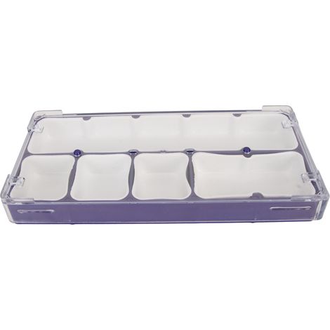 Coffret violet pour outils de réparation de montres avec serrure, boîte de rangement portable et empilable pour pièces d'outils de montres, avec base en caoutchouc et doublure violette. (1/5)