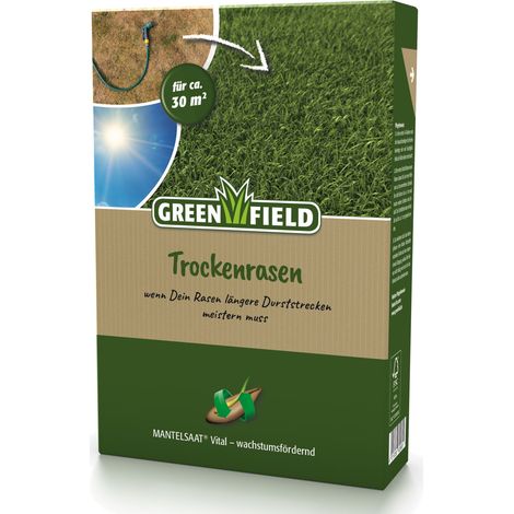 Greenfield Trockenrasen, Mantelsaat Vital - 1 kg Rasensamen für trockene Böden (1/2)