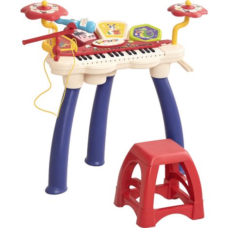 Ensemble musical enfant 2 en 1 piano batterie électronique micro tabouret jouet éducatif éveil musical instrument interactif enfants apprentissage (1/5)