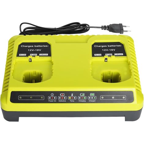 Chargeur de Batterie 2 Ports P117 Dual Chemistry 18 V One+ pour 6 A Chargeur Rapide P117 P118 Compatible avec 18 V 14,4 V 12 V Lithium NiCd NiMh Batterie P100 P101 P102 P105 P107 (1/5)