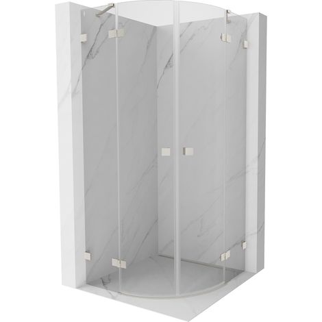 Mexen Lunar halbrunde Duschkabine, Drehflügeltür 100 x 100 cm, transparent, gebürsteter Nickel - 833-100L-100P-97-00 (1/5)