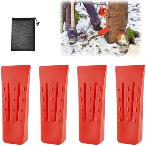 Coins de Abattage de Arbres, 4 pcs Cales d'coupe avec Pointes, Kit de Coins de Descente avec Poche, en Plastique ABS, Forestiers, (1/4)