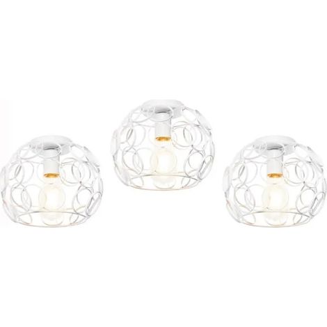U-Do 3Pcs Plafonnier Intérieur Vintage Lustre Cage en Métal Blanc E27 Lampe de Plafonde Créatif Industriel (1/4)