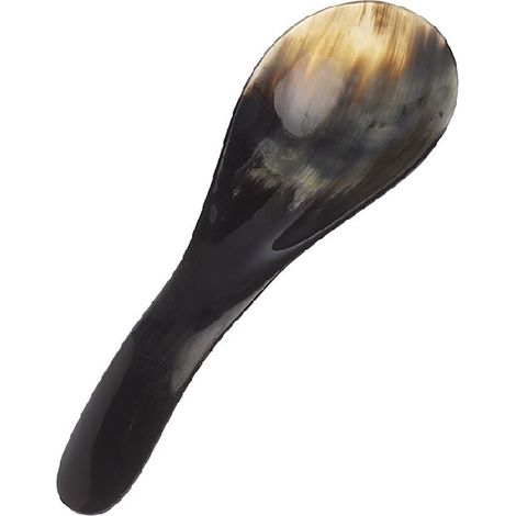 Cuillère à Riz en Corne Naturelle - 21.5cm - Pièce Artisanale Unique - Style Ethnique - Reflet Blond/Brun (1/2)