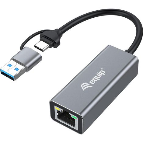 Equip USB-C auf 2,5 Gigabit Ethernet Netzwerk (USB-C+A) Adapter