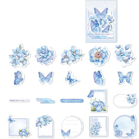 Lot 40 feuilles stickers fleurs colorées vives design mignon déco pour DIY carnet journal type 3 (1/5)
