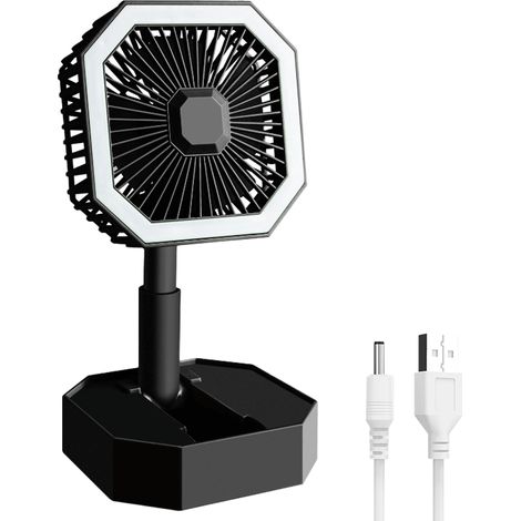1 Ventilateur pliable, LED, bouton unique, silencieux, batterie 600 mA, bureau chambre (1/5)