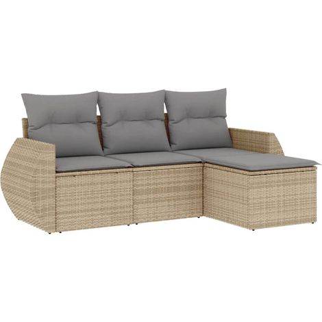 Maison Exclusive - Set Divano da Giardino 4 pz con Cuscini Beige in Polyrattan