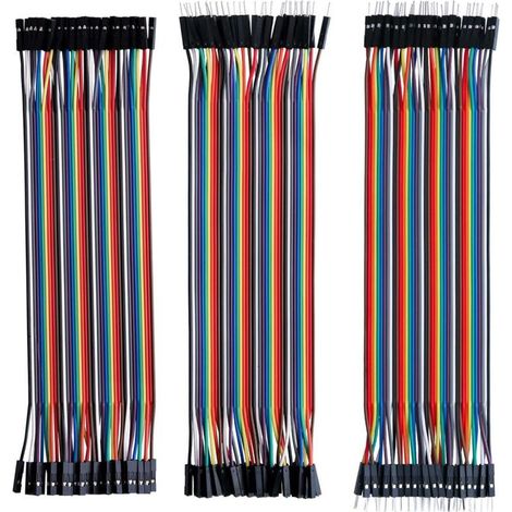 Lot de 120pcs Cables Dupont Breadboard 28AWG 3 en 1 [40Pin Male vers Femelle, 40Pin Male vers Male, 40Pin Femelle vers Femelle] Longueur 20cm pour Mega modèle de 2560 Nano ou Plaque d'Essai (1/4)