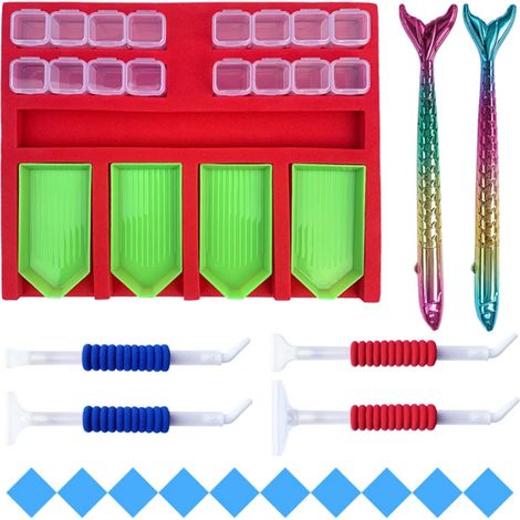 Plateau de rangement pour accessoires de peinture diamant pour adultes, support multi-plateaux, boîte de rangement carrée pour perles, kits d'outils pour peinture diamant (1/5)