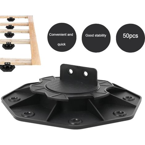 Base, material acrílico, altura ajustable, apto para tarimas, diseño resistente a la intemperie, 50 piezas incluidas (1/5)
