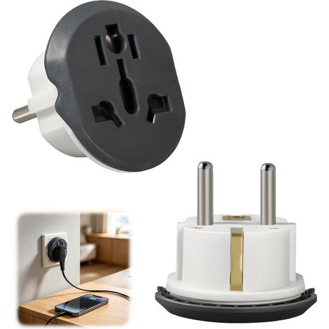 2 Pièces Adaptateur Prise Anglaise vers France 16A/250V Adaptateur Prise Universelle Adaptateur Prise International vers France pour Europe UK USA Suisse Japon Chine Pays-Bas Suède Belgique (1/5)