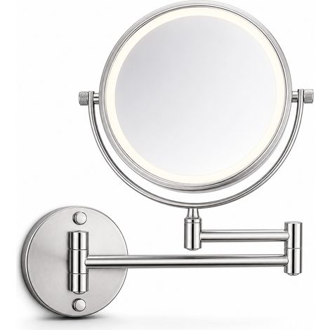 Wall-Mounted LED Magnifying Makeup Mirror 3x Foldable Silver 15 cm (1/5)