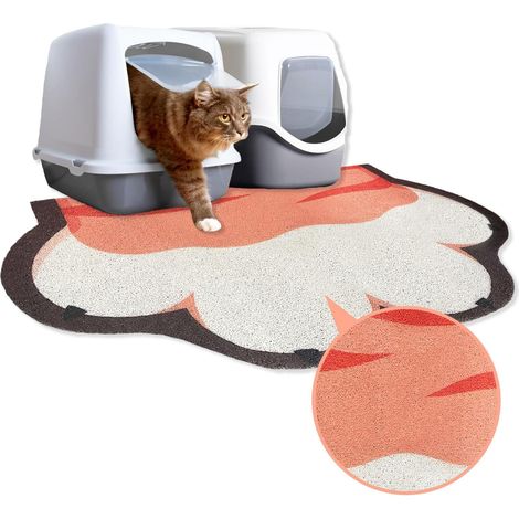 Cat litter mat, 90 x 60 cm, non-slip, for litter box and pet food bowl, cute mat for cats, dogs and small animals, easy to clean (1/5)