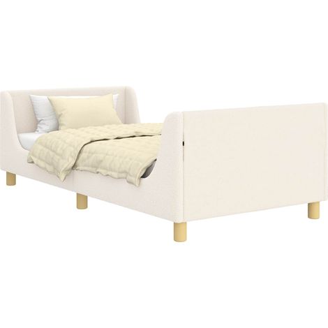 Children's Bed Frame with Headboard Cream 90 x 200 cm Bouclé vidaXL