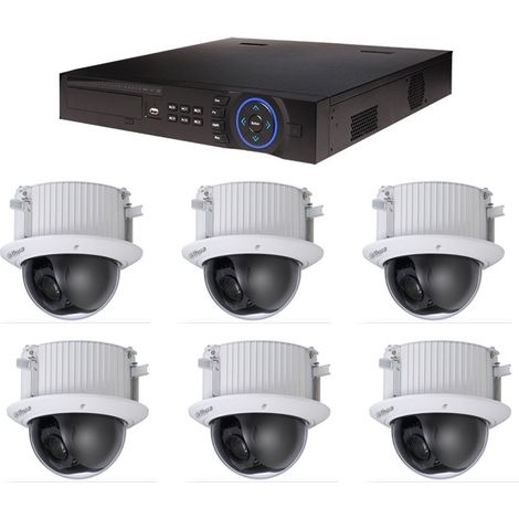 Dahua – Kit de vidéosurveillance avec enregistreur DVR 16 chaînes – 6 caméras dôme HDCVI 2MP – Résolution 1080p – Alimentation 24V CA
