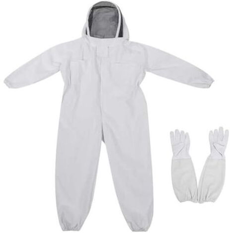 ALLIANDISUlisem Vêtements D'apiculture Costume d'abeille for Enfants, Combinaison Une pièce Anti-Abeille avec Capuche en Voile, vêtements de Protection for Enfants Tenue D'apiculteur(Blanc,Medium) (1/4)