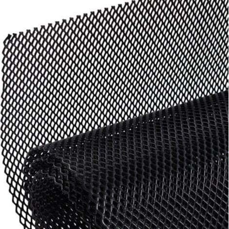 [JAMAIS UTILISÉ] Grille de calandre de voiture en alliage d'aluminium 3x6mm grille de corps pare-chocs rhombique gril universel，noir (1/4)