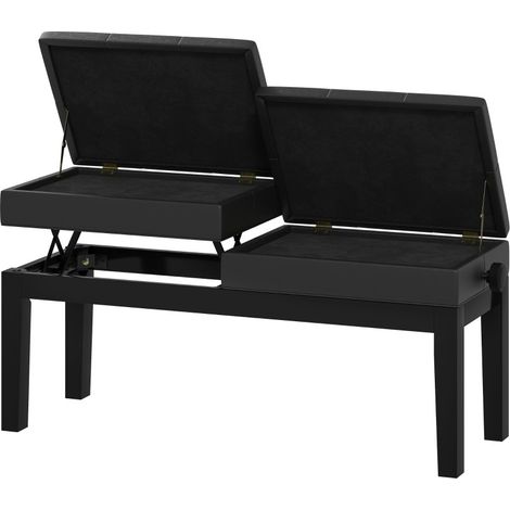 Panca per pianoforte regolabile con vano portaoggetti, similpelle nera, 105 x 37 x 48-58 cm, HOMVRA