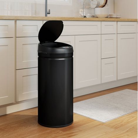 Pattumiera con sensore 42 L con chiusura ammortizzata, acciaio inox nero HAVRYA (1/4)