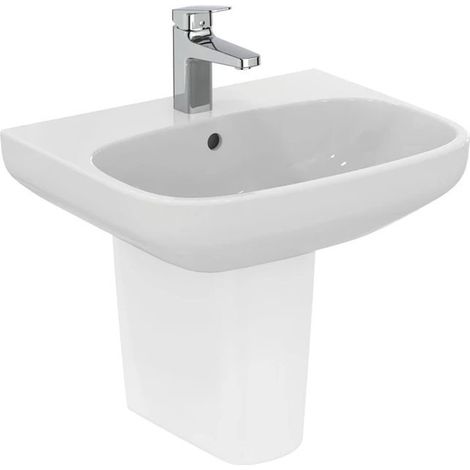 Ideal Standard I.LIFE A lavabo sospeso o da appoggio L.55 cm, monoforo, con troppopieno, colore bianco finitura lucido T451201 (1/5)
