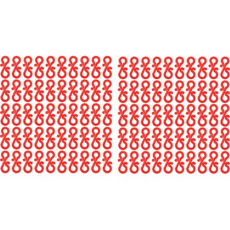 Lot de 100 clips pour guirlandes lumineuses de Noël, étanches, résistants au gel et réutilisables, en plastique rouge. Crochets en S pour gouttières et guirlandes lumineuses de Noël. (1/5)