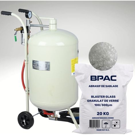 Bpac – Sableuse pneumatique mobile 75L – Pression 4-7 bars – Débit 165 L/min – Avec 4 buses céramiques et filtre déshumidificateur