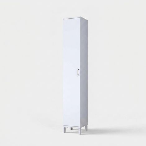 Colonne de salle de bain gain de place avec porte et étagères Banquise (1/4)