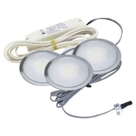 Kit de 3 spots led ronds encastrables sun - 3,5 w - Angle d'éclairage : 108° - Couleur de la lumière : Blanc neutre - Décor : Inox - Encastrement : Ø 57 x 10 mm - VOKIL (1/4)