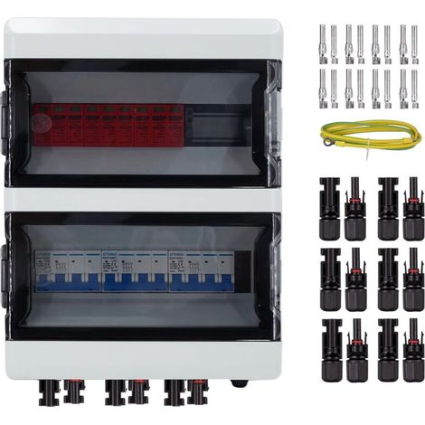 Scatola di giunzione per impianti fotovoltaici, protezione da sovratensione IP65, interruttore automatico CC a 3 stringhe da 1000 V per fotovoltaici con spina solare (3 ingressi, 3 uscite, 40 A) (1/4)