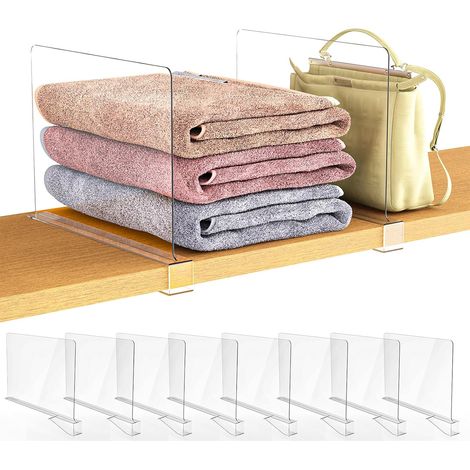 8 Pieces Acrylic Shelf Dividers for Wardrobe, Closet Dividers for Organizing Clothes, Shelf Dividers (1/5)