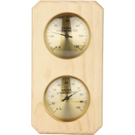 Ce thermomètre et hygromètre 2 en 1 pour sauna est fabriqué en bois et convient à une utilisation en intérieur dans les hôtels ou les saunas. Il est facile à installer et à utiliser.