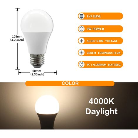 Ampoule LED 9W (E27 4000K, 1 pièce), éclairage décoratif pour la maison