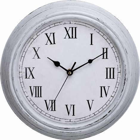 Horloge murale vintage 12 pouces gris argenté chiffres romains silencieuse à quartz gris 876 g – Livraison gratuite